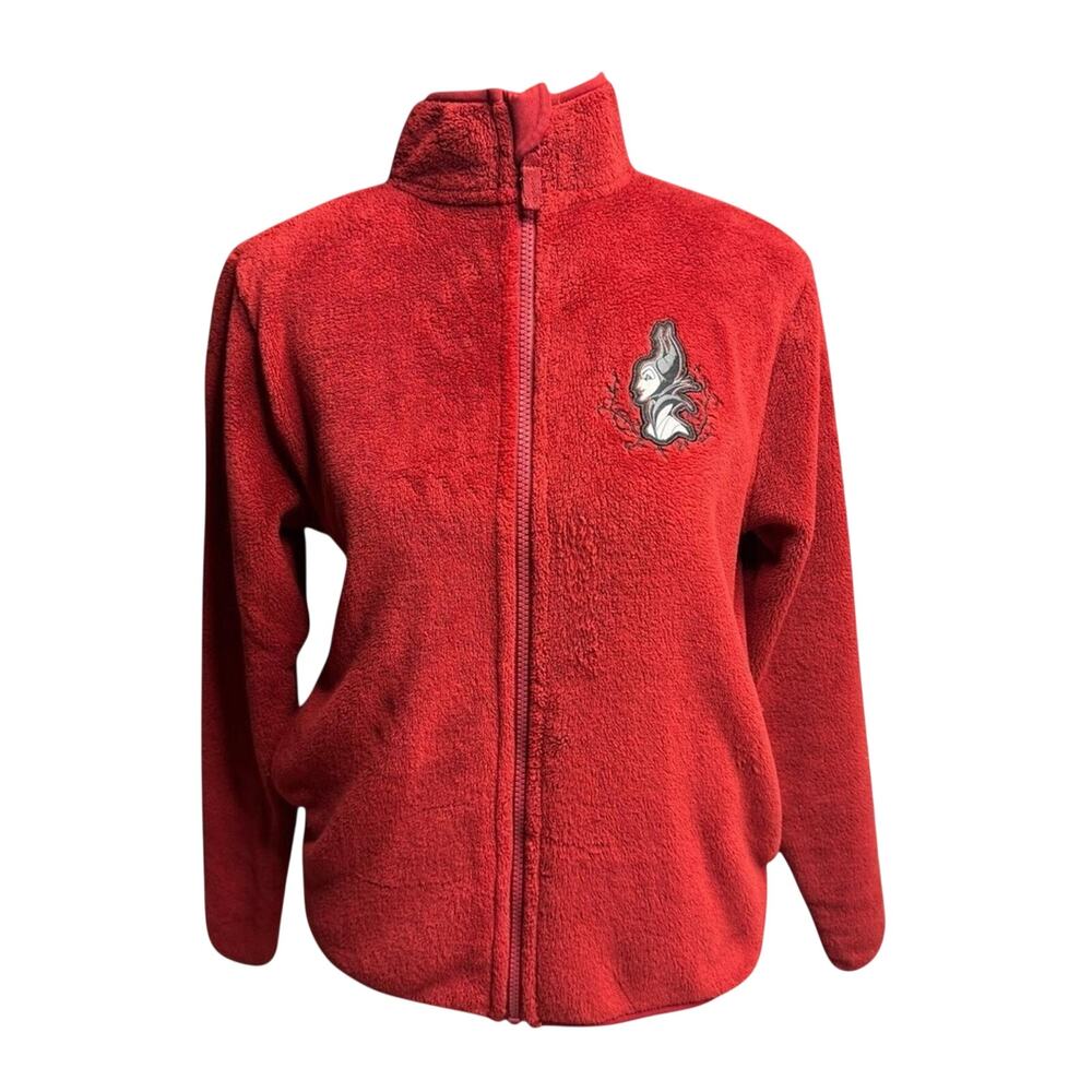 Disney Parks Maleficent Sleeping Beauty Red Sherpa Sweater XS Embroidered